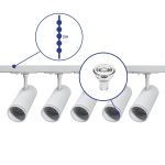 Set completo 1-Fase Rail 2 Metro Bianca | incl. 5x Faretti + GU10 2700K 3W Dimmerabile + Tappo Di Chiusura, Connettore di Alimentazione e I-Connettore