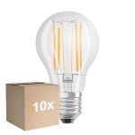 Confezione Multipack 10x Ledvance Classic LED E27 Pera Filamento Chiara 7.5W 1055lm - 940 Bianco Freddo | Miglior Resa Cromatica - Dimmerabile - Sostitutiva 75W