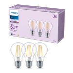Confezione Multipack 3x Philips Bulbo LED E27 Pera Filamento Chiara 7W 850lm - 840 Bianco Freddo