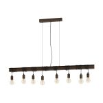 Eglo Luce Pendente Townshend 4 Acciaio Marrone Nero | IP20 - Adatto per 8x E27 