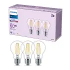 Confezione Multipack 3x Philips Bulbo LED E27 Pera Filamento Chiara 7W 850lm - 840 Bianco Freddo